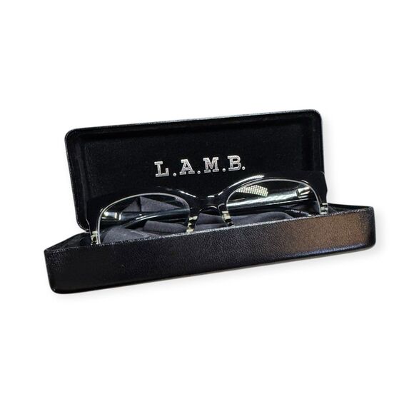 L.A.M.B. LA066 Cat-Eye Eyeglasses Full Rim Frames 52-18-140mm Black Clear w Case